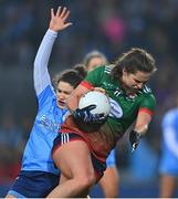 10 December 2022; Lorraine O'Shea of Mullinahone in action against Grace Kenny of Longford Slashers during the 2022 currentaccount.ie LGFA All-Ireland Intermediate Club Football Championship Final match between Longford Slashers of Longford and Mullinahone of Tipperary at Croke Park in Dublin. Photo by Ben McShane/Sportsfile