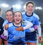 10 December 2022; Laura Kenny and Emily Reilly of Longford Slashers celebrate after the 2022 currentaccount.ie LGFA All-Ireland Intermediate Club Football Championship Final match between Longford Slashers of Longford and Mullinahone of Tipperary at Croke Park in Dublin. Photo by Ben McShane/Sportsfile