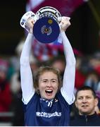 10 December 2022; Kilkerrin-Clonberne captain Louise Ward lifts the cup after the 2022 currentaccount.ie LGFA All-Ireland Senior Club Football Championship Final match between Donaghmoyne of Monaghan, and Kilkerrin-Clonberne of Galway at Croke Park in Dublin. Photo by Ben McShane/Sportsfile