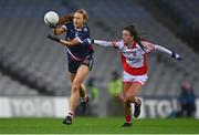 10 December 2022; Siobhán Divilly of Kilkerrin-Clonberne in action against Aoife Burns of Donaghmoyne during the 2022 currentaccount.ie LGFA All-Ireland Senior Club Football Championship Final match between Donaghmoyne of Monaghan, and Kilkerrin-Clonberne of Galway at Croke Park in Dublin. Photo by Ben McShane/Sportsfile