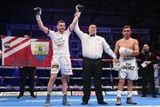 10 December 2022; Kieran Molloy after defeating Alexander Zeledon in their super-welterweight bout at the SSE Arena in Belfast. Photo by Ramsey Cardy/Sportsfile