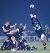 10 December 2022; Niall Murray of Connacht attempts to charge down Sam Stuart of Newcastle Falcons during the EPCR Challenge Cup Pool A Round 1 match between Connacht and Newcastle Falcons at The Sportsground in Galway. Photo by Seb Daly/Sportsfile