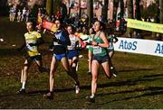 11 December 2022; Hannah Kehoe of Ireland, right, competing in the U20 women's 4000m during the SPAR European Cross Country Championships at Piemonte-La Mandria Park in Turin, Italy. Photo by Sam Barnes/Sportsfile