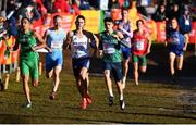 11 December 2022; Andrew Coscoran of Ireland, right, competing in the 4x1500m mixed relay during the SPAR European Cross Country Championships at Piemonte-La Mandria Park in Turin, Italy. Photo by Sam Barnes/Sportsfile
