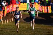 11 December 2022; Luke McCann of Ireland, right, competing in the 4x1500m mixed relay during the SPAR European Cross Country Championships at Piemonte-La Mandria Park in Turin, Italy. Photo by Sam Barnes/Sportsfile