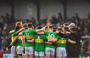 11 December 2022; Glen players huddle before the AIB Ulster GAA Football Senior Club Championship Final match between Glen Watty Graham's of Derry and Kilcoo of Down at the Athletics Grounds in Armagh. Photo by Ben McShane/Sportsfile