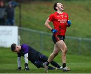 11 December 2022; Paudie Clifford of Fossa celebrates after scoring his side's first goal during the AIB Munster GAA Football Junior Club Championship Final match between Fossa and Kilmurry at Mallow GAA Sports Complex in Cork. Photo by Michael P Ryan/Sportsfile
