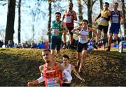 11 December 2022; Peter Lynch of Ireland, centre left, and John Heymans of Belgium, centre right, competing in the senior men's 10000m during the SPAR European Cross Country Championships at Piemonte-La Mandria Park in Turin, Italy. Photo by Sam Barnes/Sportsfile