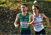 11 December 2022; Peter Lynch of Ireland, left, and John Heymans of Belgium, competing in the senior men's 10000m during the SPAR European Cross Country Championships at Piemonte-La Mandria Park in Turin, Italy. Photo by Sam Barnes/Sportsfile