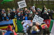 11 December 2022; Supporters cheer on Thomas Pidcock and Wout van Aert during the Mens Elite race during Round 9 of the UCI Cyclocross World Cup at the Sport Ireland Campus in Dublin. Photo by Ramsey Cardy/Sportsfile