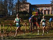 11 December 2022; Mary Mulhare of Ireland, left, and team-mate Ann Marie McGlynn competing in the senior women's 8000m during the SPAR European Cross Country Championships at Piemonte-La Mandria Park in Turin, Italy. Photo by Sam Barnes/Sportsfile