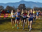 11 December 2022; Karoline Bjerkeli Grøvdal of Norway leads the field on her way to winning the senior women's 8000m during the SPAR European Cross Country Championships at Piemonte-La Mandria Park in Turin, Italy. Photo by Sam Barnes/Sportsfile