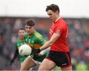 11 December 2022; David Clifford of Fossa in action against Kyle Kelleher of Kilmurry during the AIB Munster GAA Football Junior Club Championship Final match between Fossa and Kilmurry at Mallow GAA Sports Complex in Cork. Photo by Michael P Ryan/Sportsfile