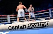 10 December 2022; A general view of the Conlan Boxing logo at the SSE Arena in Belfast. Photo by Ramsey Cardy/Sportsfile