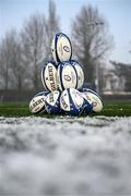 12 December 2022; Champions Cup balls are seen during a Leinster Rugby squad training session at Energia Park in Dublin. Photo by Harry Murphy/Sportsfile