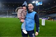 10 December 2022; Longford Slashers joint-manager Bryan Farrell with his daughter Lara, age 4, after the 2022 currentaccount.ie LGFA All-Ireland Intermediate Club Football Championship Final match between Longford Slashers of Longford and Mullinahone of Tipperary at Croke Park in Dublin. Photo by Ben McShane/Sportsfile