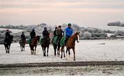 13 December 2022; Horses and riders led by Denis Lenihan on Lyrical Poetry, right, from the string of trainer Johnny Murtagh on the gallops at the Curragh, Co Kildare. Photo by David Fitzgerald/Sportsfile