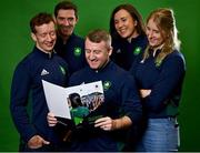 14 December 2022; The Olympic Federation of Ireland’s Athletes’ Commission at the launch of their Strategy 2022-2025 and the unveiling of a fund of €65,000 that athletes and coaches can apply for. The strategy outlines four key pillars, Athlete Welfare, Athlete Voice, Athlete Impact and Athlete Spirit, and will see the roll out of a Mentorship Programme amongst other initiatives. Pictured is members of the Athletes’ Commission, from left, Shane O’Connor, Brendan Boyce, Paddy Barnes, Annalise Murphy and Sanita Puspure. Photo by Eóin Noonan/Sportsfile