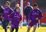 14 December 2022; Players, from left, Joey Carbery, Craig Casey and John Hodnett during a Munster Rugby squad training session at Thomond Park in Limerick. Photo by Piaras Ó Mídheach/Sportsfile