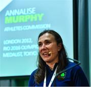 14 December 2022; The Olympic Federation of Ireland’s Athletes’ Commission at the launch of their Strategy 2022-2025 and the unveiling of a fund of €65,000 that athletes and coaches can apply for. The strategy outlines four key pillars, Athlete Welfare, Athlete Voice, Athlete Impact and Athlete Spirit, and will see the roll out of a Mentorship Programme amongst other initiatives. Pictured is member of the Athletes’ Commission Annalise Murphy. Photo by Ben McShane/Sportsfile