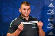 14 December 2022; Leinster players Ross Molony draws St Patrick's High School during the Father Godfrey Cup draw during the Leinster Rugby Clubs / Schools Draw at Leinster HQ in Dublin. Photo by Ben McShane/Sportsfile