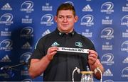14 December 2022; Leinster player Tadhg Furlong draws Clondalkin RFC in the Tom Darcy Cup draw during the Leinster Rugby Clubs / Schools Draw at Leinster HQ in Dublin. Photo by Ben McShane/Sportsfile