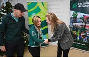 15 December 2022; In attendance is athlete Josephine Healion with Cycling Ireland vice-president Louise Reilly as the Irish para-cycling squad met at the Sport Ireland Institute today and were presented with medals won at the Para-cycling Road World Championships in Canada in August. Athletes Ronan Grimes, Katie-George Dunlevy, Eve McCrystal, Josephine Healion and Linda Kelly (absent due to illness) were presented with their medals by Cycling Ireland vice-president Louise Reilly and Paralympics Ireland vice-president Dennis Toomey. Also present was Sport Ireland CEO Una May Cycling, Sport Ireland Institute Director Liam Harbison, Ireland head coach Neill Delahaye and newly appointed national paracycling coach Jamie Blanchfield. Photo by David Fitzgerald/Sportsfile