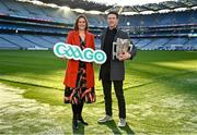 15 December 2022; GaaGo presenter Grainne McElwain with former Limerick hurler Seamus Hickey at the media launch of the GAAGO 2023 at Croke Park in Dublin. Photo by Eóin Noonan/Sportsfile