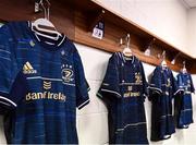 16 December 2022; A general view of Leinster jerseys in the dressing room before the Heineken Champions Cup Pool A Round 2 match between Leinster and Gloucester at the RDS Arena in Dublin. Photo by Harry Murphy/Sportsfile