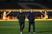 16 December 2022; Leinster senior coach Stuart Lancaster and Leinster head of rugby operations Guy Easterby before the Heineken Champions Cup Pool A Round 2 match between Leinster and Gloucester at the RDS Arena in Dublin. Photo by Harry Murphy/Sportsfile