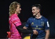 16 December 2022; Jonathan Sexton of Leinster with Billy Twelvetrees of Gloucester after the Heineken Champions Cup Pool A Round 2 match between Leinster and Gloucester at the RDS Arena in Dublin. Photo by Sam Barnes/Sportsfile
