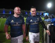 16 December 2022; Ed Byrne and James Lowe of Leinster after their side's victory in the Heineken Champions Cup Pool A Round 2 match between Leinster and Gloucester at the RDS Arena in Dublin. Photo by Harry Murphy/Sportsfile