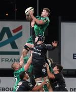 16 December 2022; Oisin Dowling of Connacht wins possession in a lineout against Renger Van Eerten of CA Brive during the EPCR Challenge Cup Pool A Round 2 match between CA Brive and Connacht at the Stade Amédée-Doménech in Brive, France. Photo by Manuel Blondeau/Sportsfile