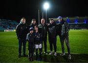 16 December 2022; Bank of Ireland match day mascot Brian Lynch with Leinster players Martin Moloney, Cormac Foley, Michael Milne and Ryan Baird at the Heineken Champions Cup match between Leinster and Gloucester at the RDS Arena in Dublin. Photo by Harry Murphy/Sportsfile