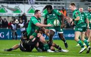 16 December 2022; Peter Dooley of Connacht is tackled by Renger Van Eerten of Brive during the EPCR Challenge Cup Pool A Round 2 match between CA Brive and Connacht at the Stade Amédée-Doménech in Brive, France. Photo by Manuel Blondeau/Sportsfile