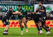 16 December 2022; Adam Byrne of Connacht is tackled by Vano Karkadze of Brive, left, during the EPCR Challenge Cup Pool A Round 2 match between CA Brive and Connacht at the Stade Amédée-Doménech in Brive, France. Photo by Manuel Blondeau/Sportsfile
