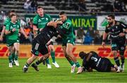 16 December 2022; Adam Byrne of Connacht is tackled by Vano Karkadze of Brive during the EPCR Challenge Cup Pool A Round 2 match between CA Brive and Connacht at the Stade Amédée-Doménech in Brive, France. Photo by Manuel Blondeau/Sportsfile