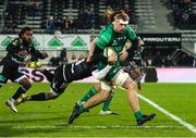 16 December 2022; Niall Murray of Connacht is tackled by Paul Abadi of Brive during the EPCR Challenge Cup Pool A Round 2 match between CA Brive and Connacht at the Stade Amédée-Doménech in Brive, France. Photo by Manuel Blondeau/Sportsfile