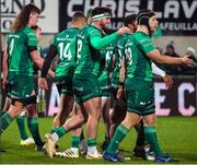 16 December 2022; Tom Daly of Connacht celebrates with his team-mates after scoring a try during the EPCR Challenge Cup Pool A Round 2 match between CA Brive and Connacht at the Stade Amédée-Doménech in Brive, France. Photo by Manuel Blondeau/Sportsfile