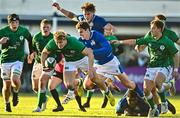 17 December 2022; Hugh Gavin of Ireland is tackled by Marco Scalabrin of Italy during the U20 Rugby International Friendly match between Ireland and Italy at Clontarf RFC in Dublin. Photo by Sam Barnes/Sportsfile