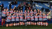 17 December 2022; Blackrock College players celebrate with the trophy after their side's victory in the Energia AIL Women's Division Final match between Blackrock College and Railway Union at Energia Park in Dublin. Photo by Seb Daly/Sportsfile