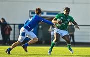 17 December 2022; Ihechi Oji of Ireland in action against Alessandro Gesi of Italy during the U20 Rugby International Friendly match between Ireland and Italy at Clontarf RFC in Dublin. Photo by Sam Barnes/Sportsfile