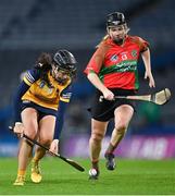 17 December 2022; Cassei Fitzpatrick of Clonduff in action against Ciara Delaney of James Stephens during the AIB All-Ireland Intermediate Camogie Club Championship Final match between Clonduff of Down and James Stephens of Kilkenny at Croke Park in Dublin. Photo by Piaras Ó Mídheach/Sportsfile