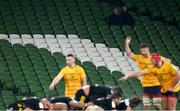 17 December 2022; Ireland head coach Andy Farrell, right, during the Heineken Champions Cup Pool B Round 2 match between Ulster and La Rochelle at Aviva Stadium in Dublin. Photo by Ramsey Cardy/Sportsfile