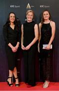 17 December 2022; In attendance during the RTÉ Sports Awards 2022 at RTÉ studios in Donnybrook, Dublin, are Republic of Ireland women's manager Vera Pauw, centre, with players Áine O'Gorman, left, and Heather Payne. Photo by Seb Daly/Sportsfile