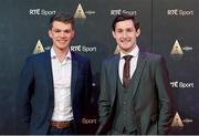 17 December 2022; In attendance during the RTÉ Sports Awards 2022 at RTÉ studios in Donnybrook, Dublin, are 2022 World and European Rowing Championships men's lightweight double sculls gold medallists Fintan McCarthy, left, and Paul O'Donovan. Photo by Seb Daly/Sportsfile