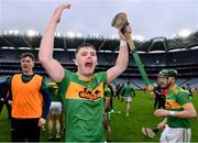 18 December 2022; Ronan Molloy of Dunloy Cuchullains celebrates after his side's victory in the AIB GAA Hurling All-Ireland Senior Club Championship Semi-Final match between Dunloy Cuchullains of Antrim and St Thomas of Galway at Croke Park in Dublin. Photo by Sam Barnes/Sportsfile