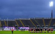 18 December 2022; Players from both sides stand for a moments silence in memory of the late Private Seán Rooney before the AIB GAA Hurling All-Ireland Senior Club Championship Semi-Final match between Ballygunner of Waterford and Shamrocks Ballyhale of Kilkenny at Croke Park in Dublin. Photo by Sam Barnes/Sportsfile