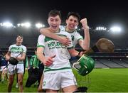 18 December 2022; Niall Shortall of Shamrocks Ballyhale, left, and team-mate Eoin Kenneally celebrate after their side's victory in the AIB GAA Hurling All-Ireland Senior Club Championship Semi-Final match between Ballygunner of Waterford and Shamrocks Ballyhale of Kilkenny at Croke Park in Dublin. Photo by Sam Barnes/Sportsfile