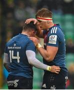 18 December 2022; Gavin Coombes, right, and Calvin Nash of Munster during the Heineken Champions Cup Pool B Round 2 match between Northampton Saints and Munster at Franklin's Gardens in Northampton, England. Photo by Seb Daly/Sportsfile
